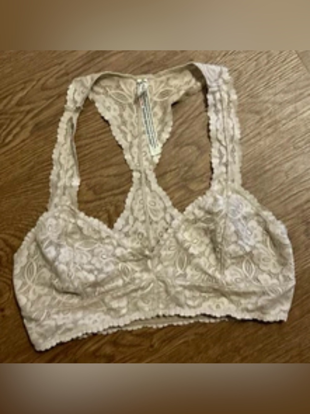 Lace Racerback Bralette in Light Beige